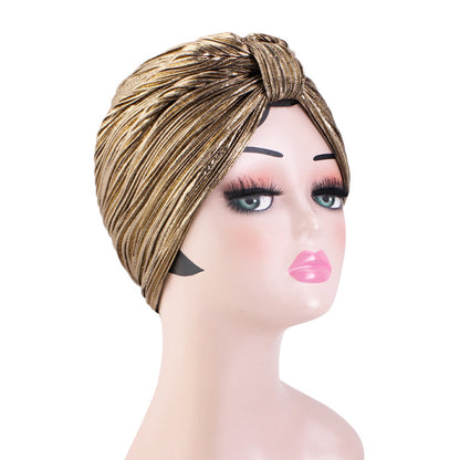 Bronzing Pleated Knotted Tape Hat European and American Popular Ethnic Tape Hat Hot Selling Cross-border Source JDT-79H
