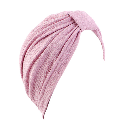 European and American Popular High-Elastic Bubble Fabric Knotted Headscarf Hat, Ethnic Hat, Turban, Chemotherapy Hat, Headscarf Hat