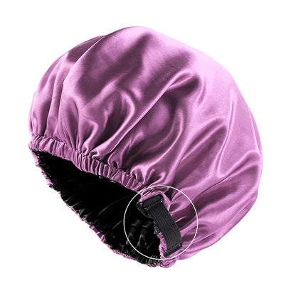 Satin nightcap invisible flat adjustable buckle artificial silk double-layer round hat shower cap beauty hair hat