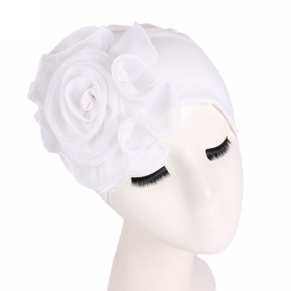 Large Floral Double-Layer Headscarf Hat, Hair Protection and Anti-Hair Loss Cap Tjm-295