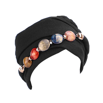Customized Logo Agate Diamond Necklace Scarf, Balinese Gauze Head Wrap Scarf Hat, Headscarf Hat Wj-21