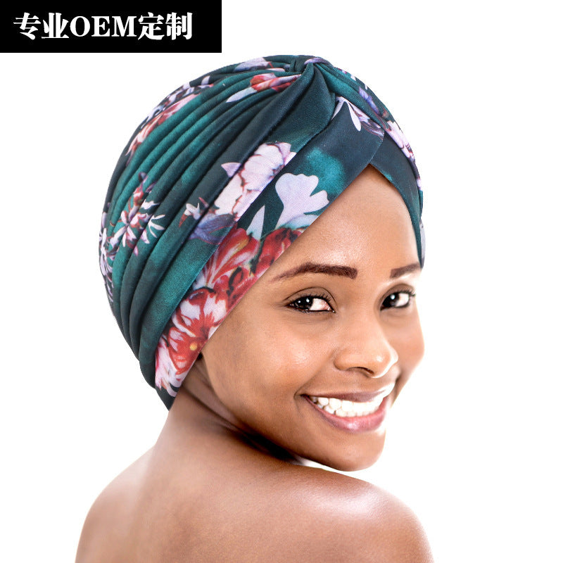 Tie-Dyed Pleated Turban Hat, Indian Hat, Base Hat, Head Wrap Hat Tjm-45