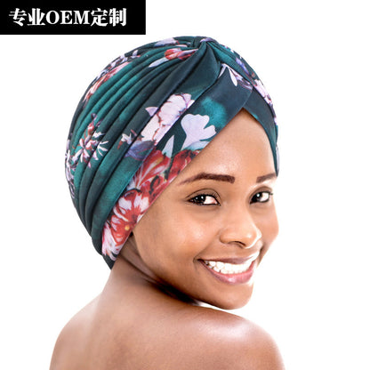 Tie-Dyed Pleated Turban Hat, Indian Hat, Base Hat, Head Wrap Hat Tjm-45