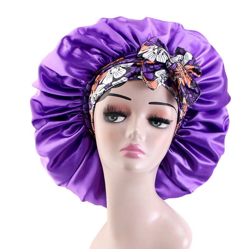 Oem Custom Printed Elastic Ribbon Satin Sleep Cap, African Headscarf Hat, Professional Sleep Cap Source Factory