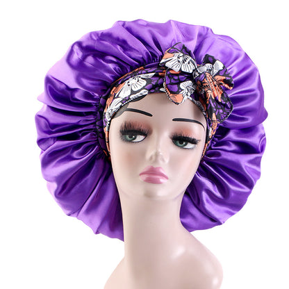 Oem Custom Printed Elastic Ribbon Satin Sleep Cap, African Headscarf Hat, Professional Sleep Cap Source Factory