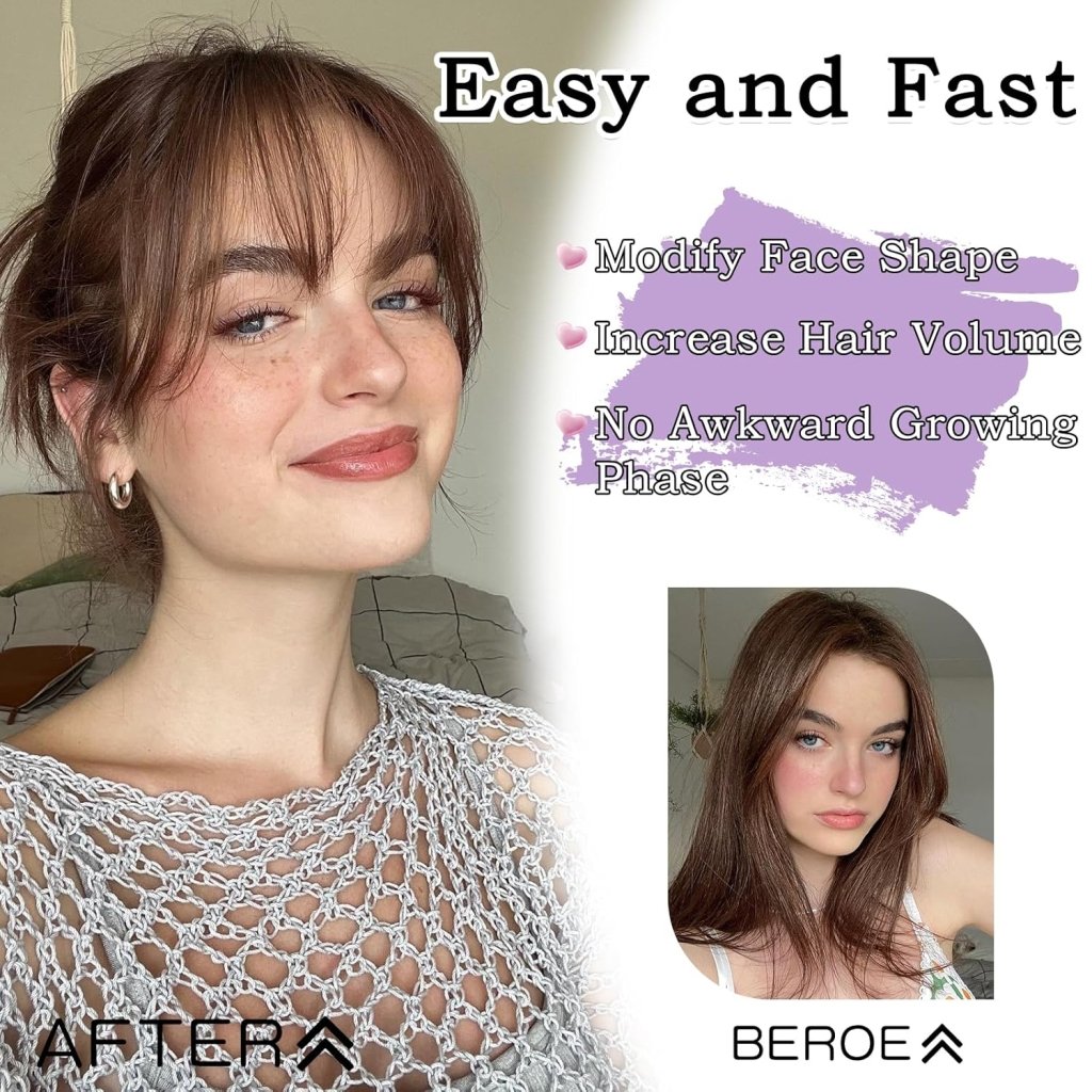 Clip in Bangs 100% Human Hair Toppers 360°3D Hair Pieces Clip On Air Bangs Extensions