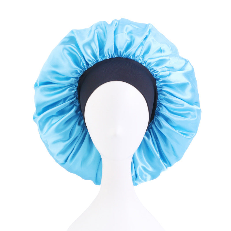 New Solid Color Extra Large Round Hat Wide-brimmed Stretch Hijab Hat Sardin Nightcap Amazon TJM-405F