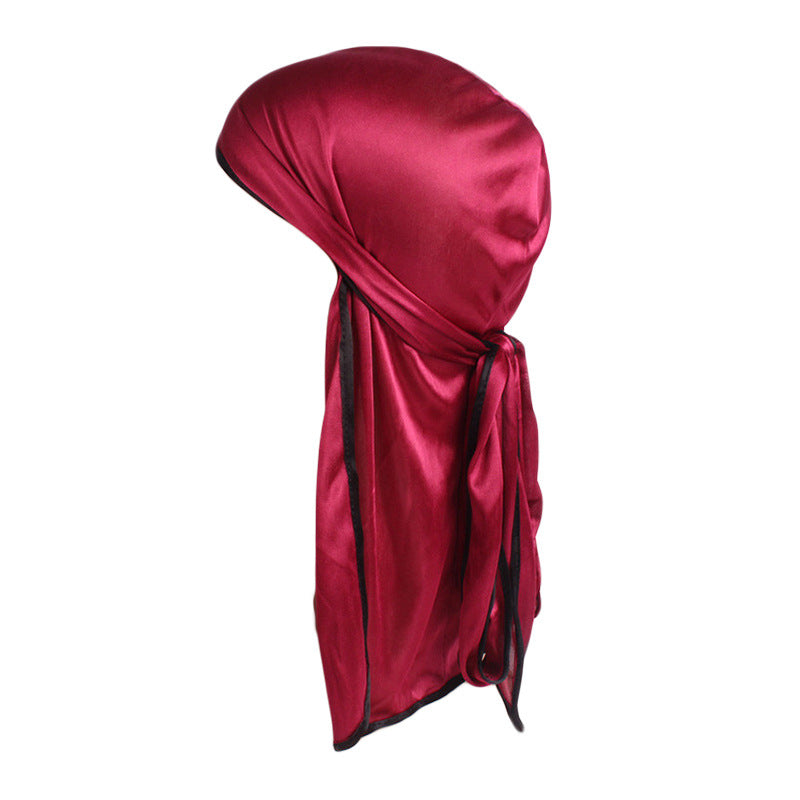 Imitation Silk Edge Long Tail Pirate Hat Hip-Hop Cloak Towel Hat Toe Hat silky durag