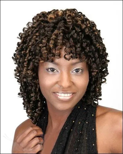 Human Hair Medium Length Deep Curly 16 Inches Capless African American Wigs