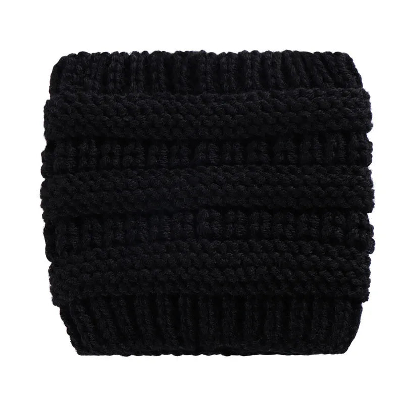 Pure Color Knit Ponytail Hat