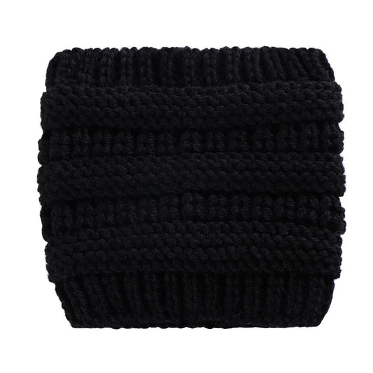 Pure Color Knit Ponytail Hat