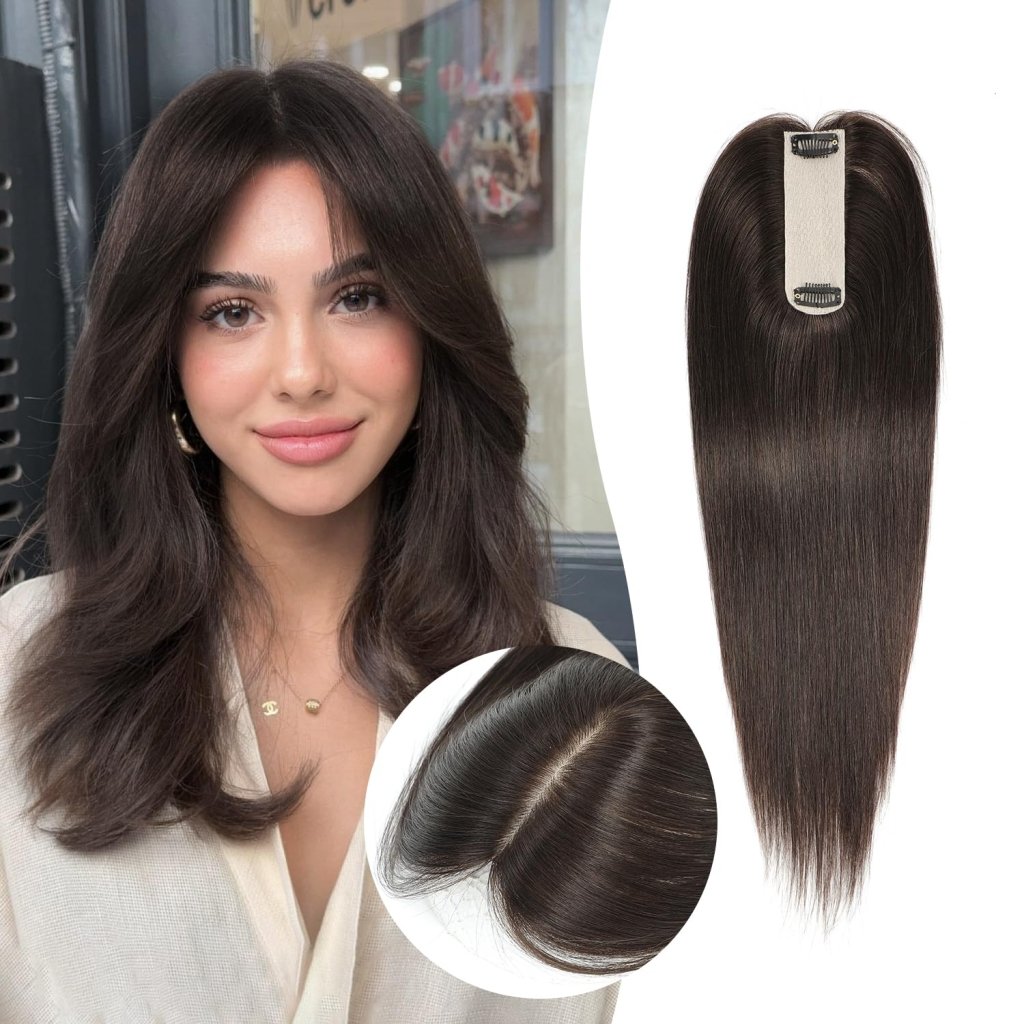 Hair Toppers for Women Real Human Hair 16 Inch for Thinning Hair