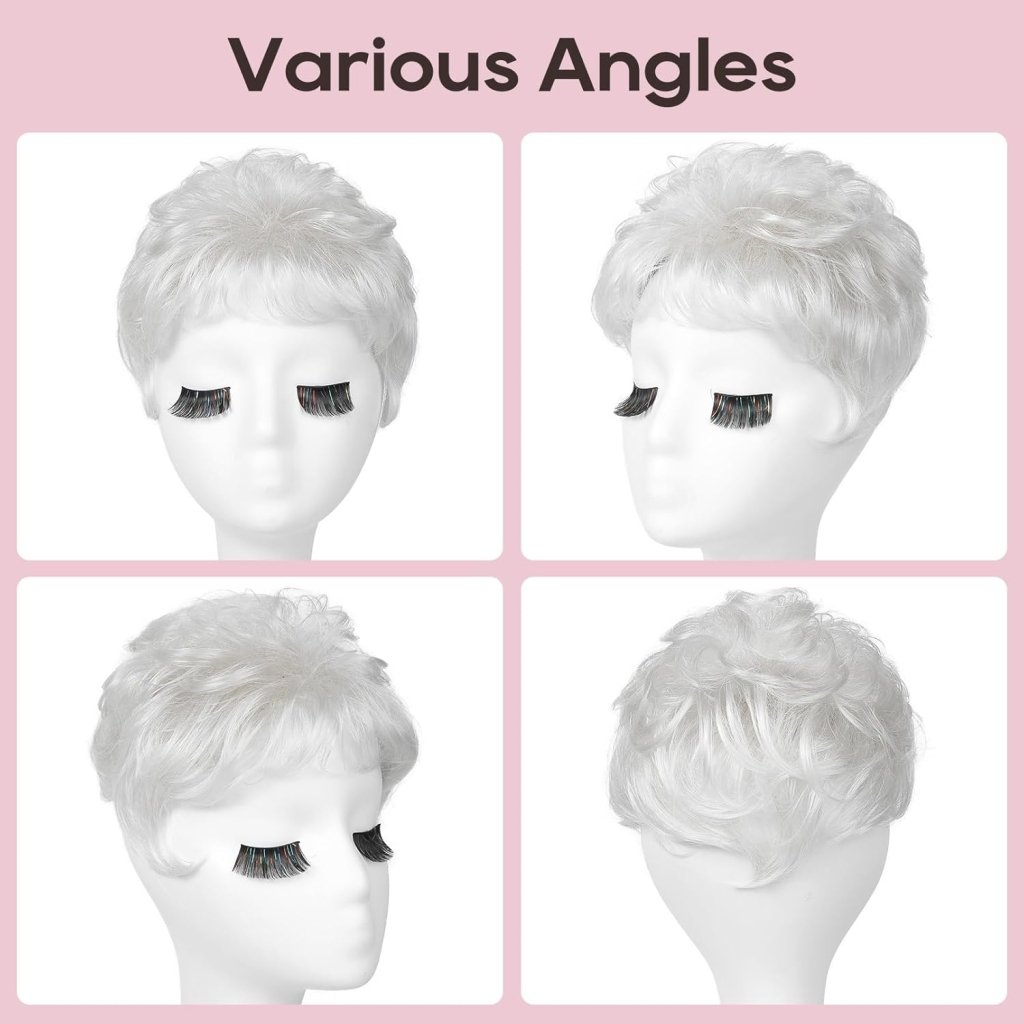 Short Wiglet Hair Topper for Women with Thinning Hair Large Coverage Synthetic Top Grey