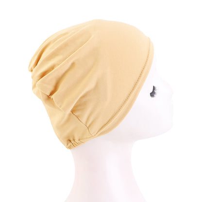 Cross-Border Hot-Selling Base Cap, Elastic Headscarf Hat, Head Wrap Hat, Solid Color Hair Protection Hat Tjm-262-1