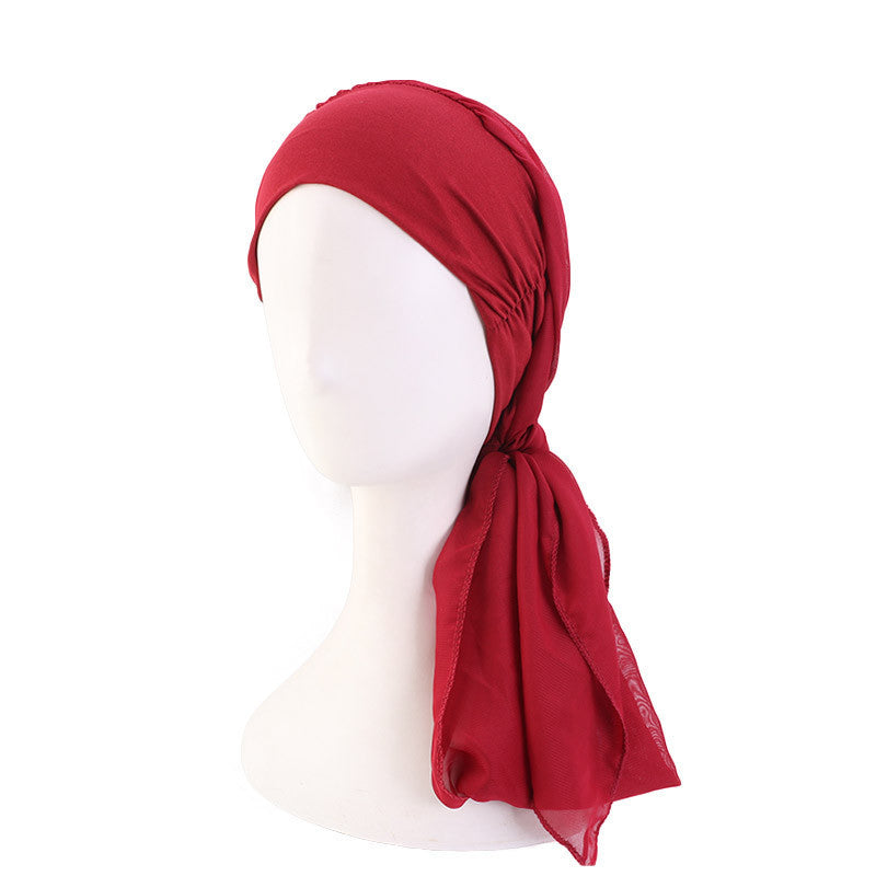 Elastic cotton hair band scarf hat chiffon ribbon headscarf cap toe cap all-match clothing hat