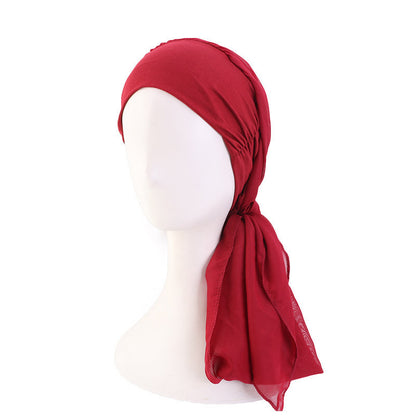 Elastic cotton hair band scarf hat chiffon ribbon headscarf cap toe cap all-match clothing hat