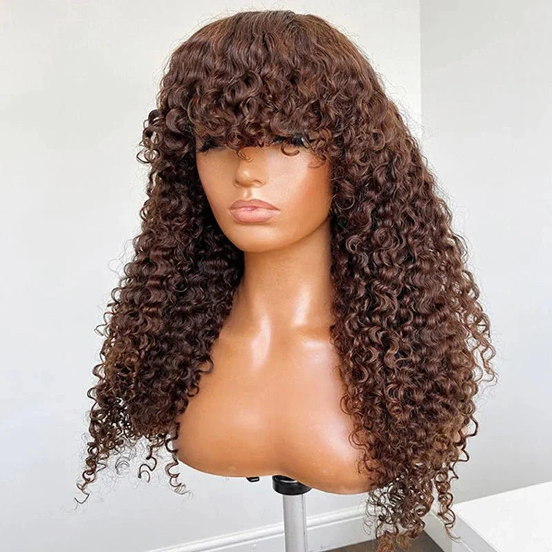 Afro Kinky Curly Wig With Bangs
