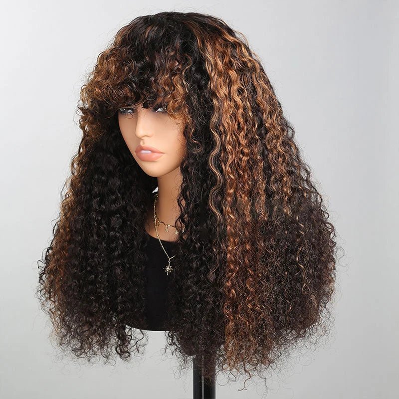 Afro Kinky Curly Wig With Bangs