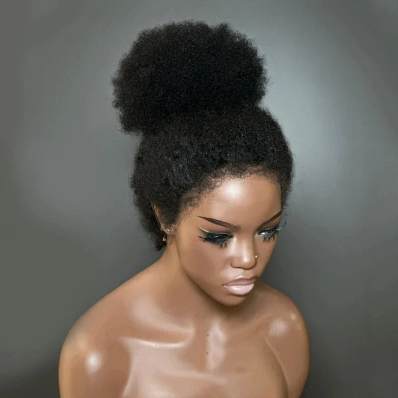 Lockige Lace-Front-Perücken aus Echthaar im Afro-Stil mit natürlichem Haaransatz