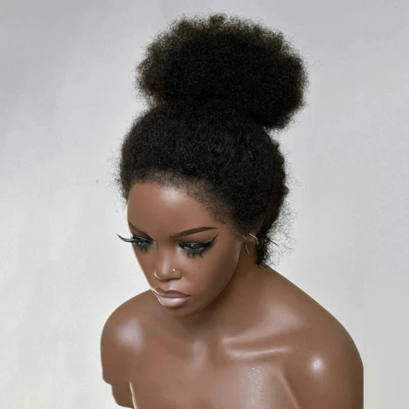 Lockige Lace-Front-Perücken aus Echthaar im Afro-Stil mit natürlichem Haaransatz