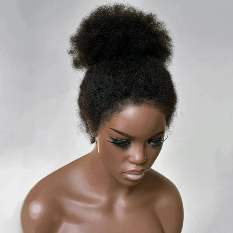 Lockige Lace-Front-Perücken aus Echthaar im Afro-Stil mit natürlichem Haaransatz