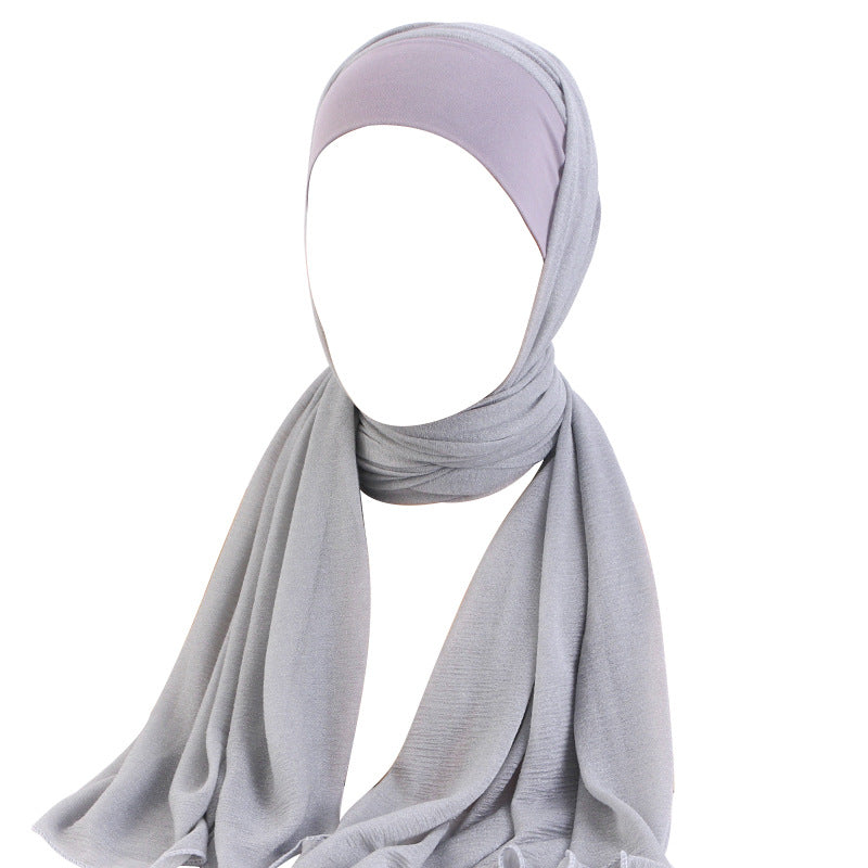 Spring style flat head tied with wrinkled yarn scarf, one-piece hat, head cover, headband, JDWJ-30B