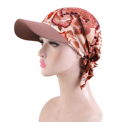New Style Printed Brimmed Triangle Headscarf Hat, Outdoor Sunshade Head Wrap Cloth Hat Jdt-234P