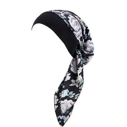 Ethnic Style Tie Tape Cap Elastic Wide Ribbon Baotou Cap Chemotherapy Cap Household Cap JDT-329C
