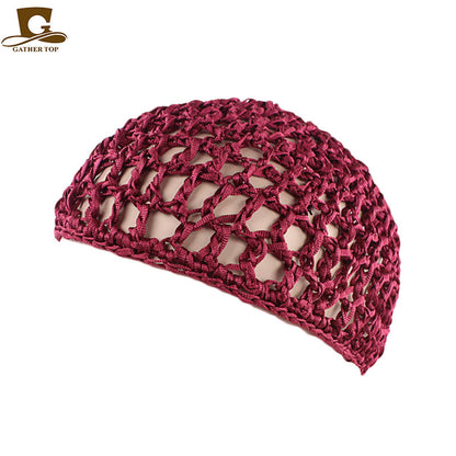 Solid Color Hand Crocheted Hair Care Mesh Hair Cover Headgear Nightcap Breathable FW-11