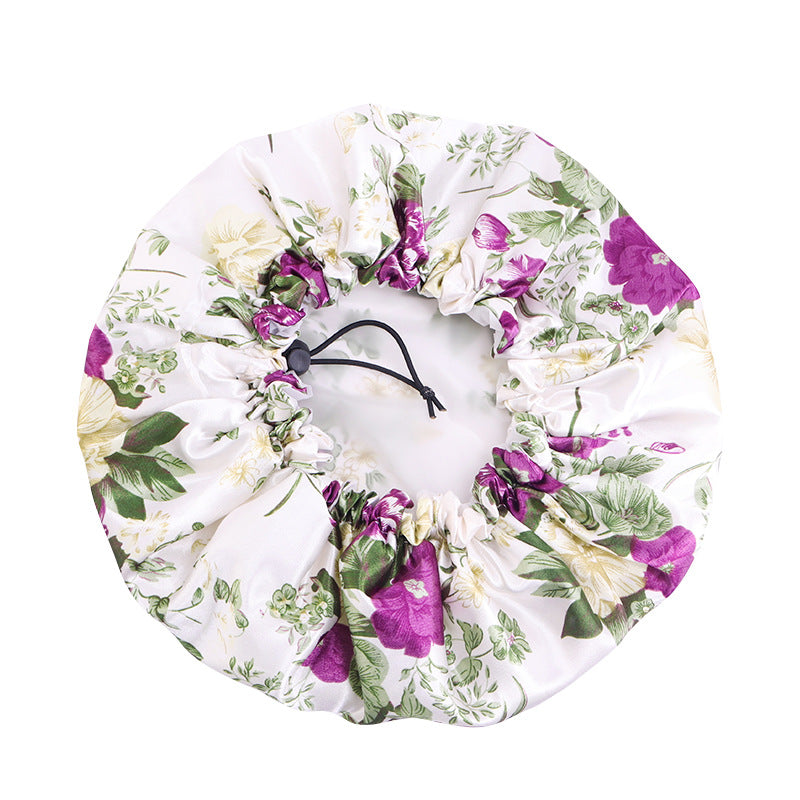 Double-layer printed waterproof shower cap dustproof and oil-proof cigarette cap adjustable beauty perm cap JDY-453A-1