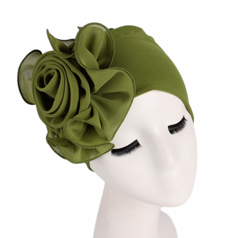 Large Floral Double-Layer Headscarf Hat, Hair Protection and Anti-Hair Loss Cap Tjm-295