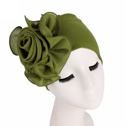 Large Floral Double-Layer Headscarf Hat, Hair Protection and Anti-Hair Loss Cap Tjm-295