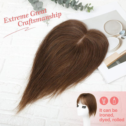 Real Human Hair Toppers for women 10 Inch Clip in Bangs for Thinning Hai Cover Hair Pieces