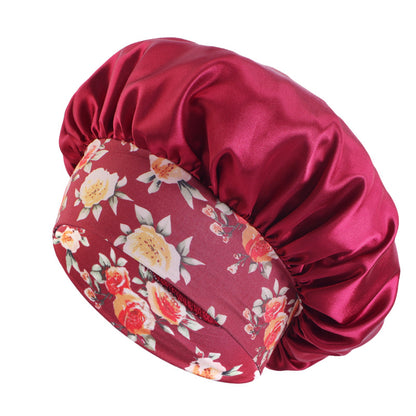 African style printed elastic wide-brimmed satin nightcap beauty makeup hair care hat JDB-405B-3