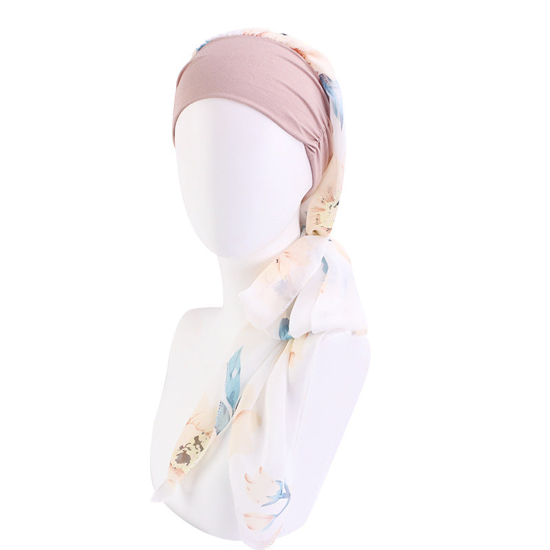 Elastic cotton hair band scarf hat chiffon ribbon headscarf cap toe cap all-match clothing hat