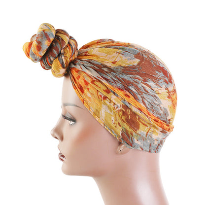 Bali Yarn Tie-Dye Scarf Cap Ethnic Style Tie Tape Cap African Wrap Scarf WJ-24