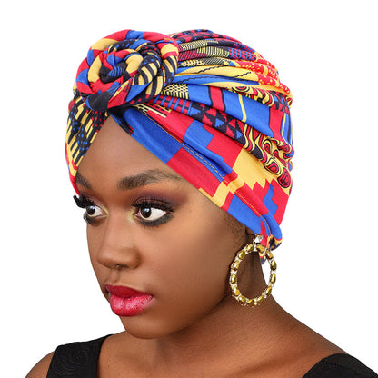 Amazon European and American ethnic style plate Flower headscarf cap elastic printing Indian cap chemotherapy cap TJM-342B
