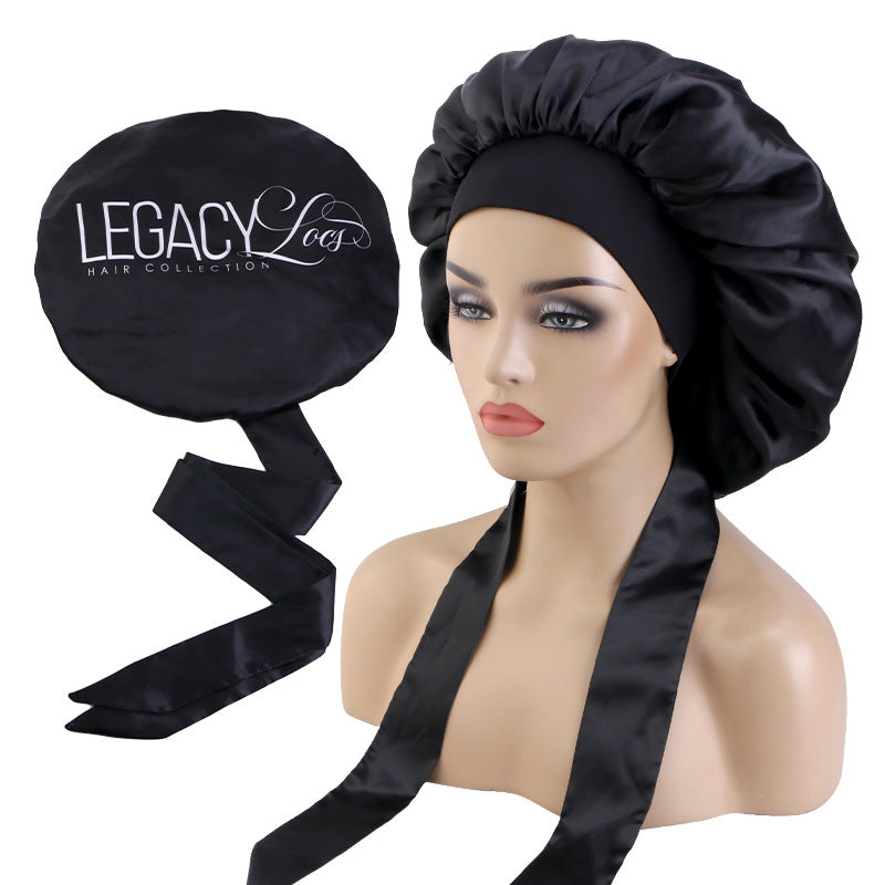 Custom Printed Logo Satin Nightcap Elastic Strap Turban Cap Beauty Hair Care Cap