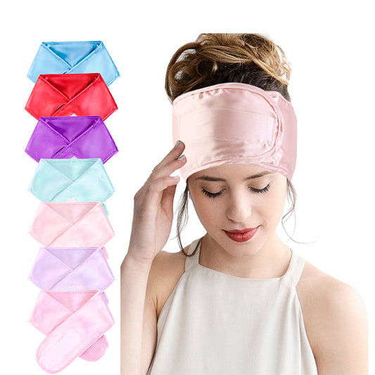 Imitation Silk Adjusting Hair Band Makeup Wash Headband Home Hair Care Headgear Ring Velcro JDF-01A