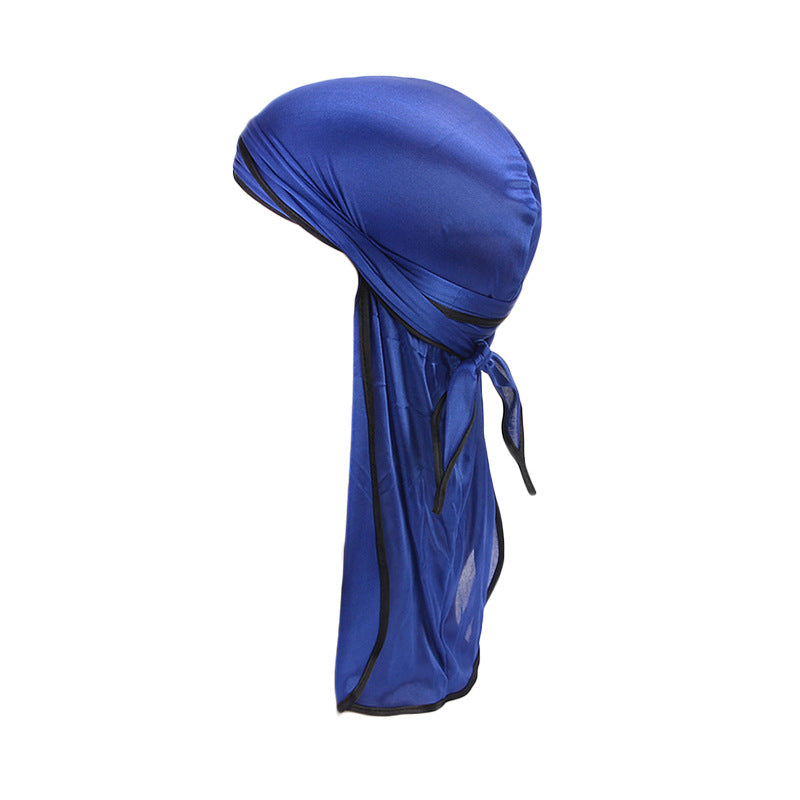 Imitation Silk Edge Long Tail Pirate Hat Hip-Hop Cloak Towel Hat Toe Hat silky durag