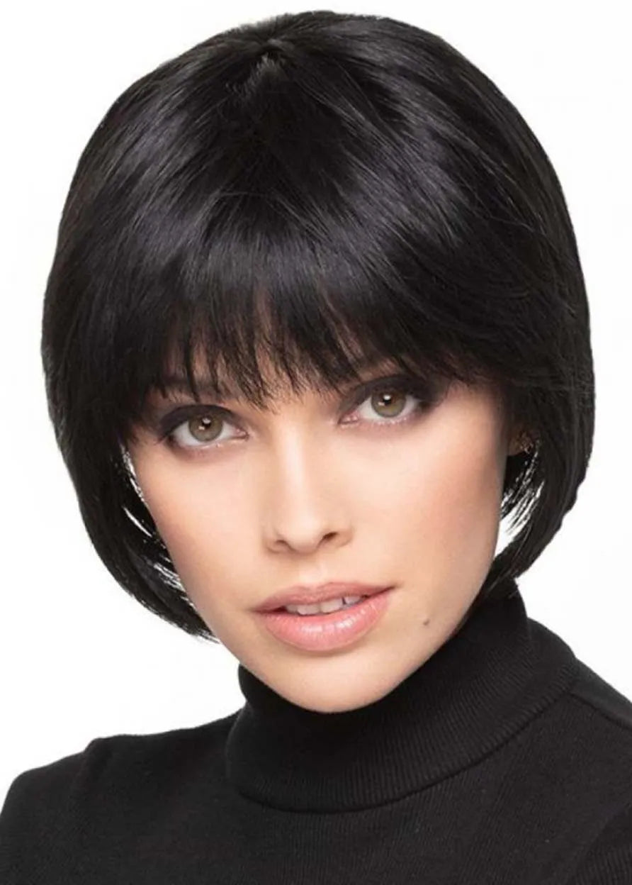 Women's Bob Style Wigs Natural Looking Straight Human Hair Capless Wigs 8Inch