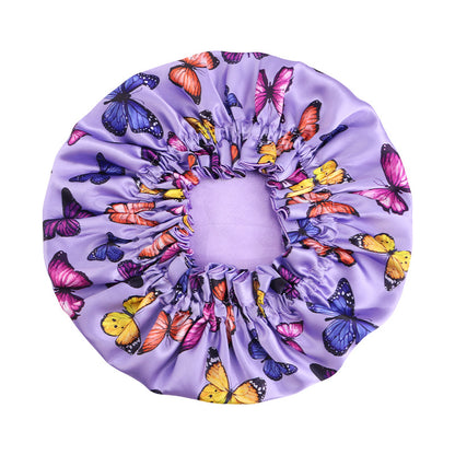 Children's Double-Layer Satin Butterfly Print Sleep Cap, Hair Care Headscarf, Shower Cap Jdkb-16G