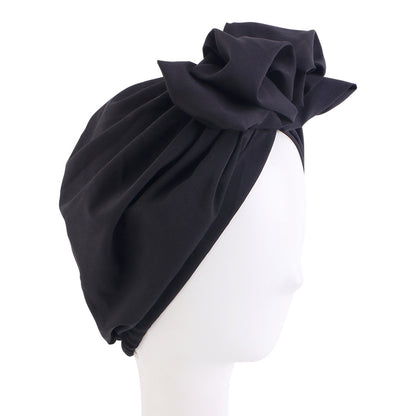 Europe and the United States popular pleated flower turban hat adult solid color bow dish flower wrap hat hair care cap JDT-52