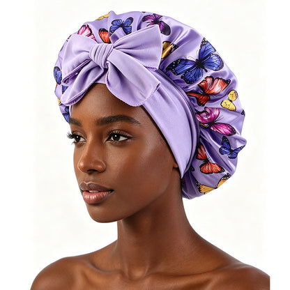 New popular butterfly printed sleep cap with elastic ribbon round cap for hair care and cloth hat JDB-301J-2 in Europe and America