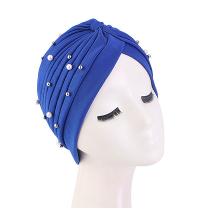 Amazon Solid Color Stretch Hood Headscarf Hat Starry Beads India Yoga Hat Chemotherapy Hat TJM-49