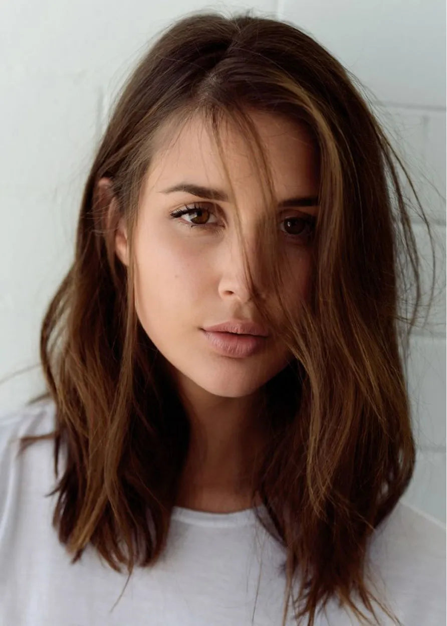 Fashionable Medium-Length Natural Straight 100% Human Hair Capless Wigs 20 Inches