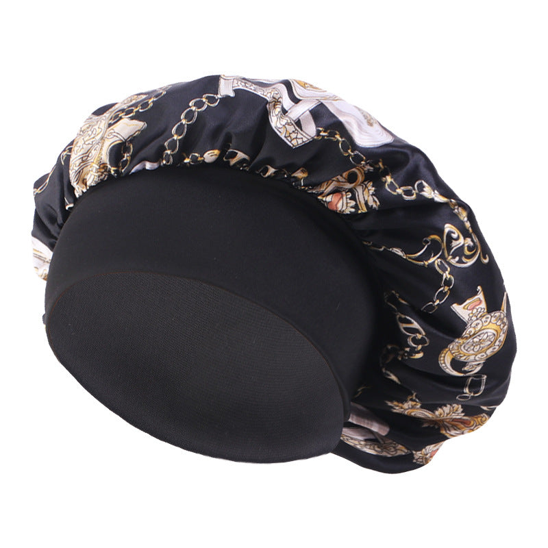 Amoeba wide-brimmed elastic hair band nightcap satin round CAP Beauty hair cap shower cap satin bonnet