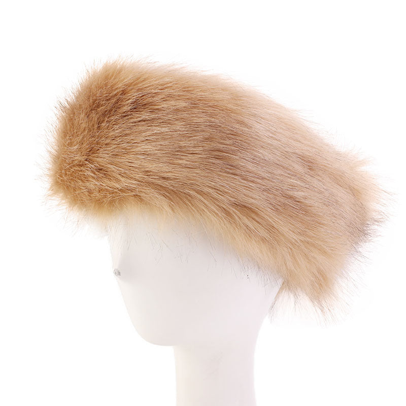 European and American Fashionable Autumn and Winter Imitation Fur Warm Headband Imitation Fox Fur Headband Winter Women's Fur Hat Fh-25
