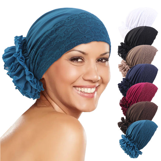 Cross-Border New Lace Turban Hat, Turban Hat, Pullover Hat, Hair Care Hat Jdt-507