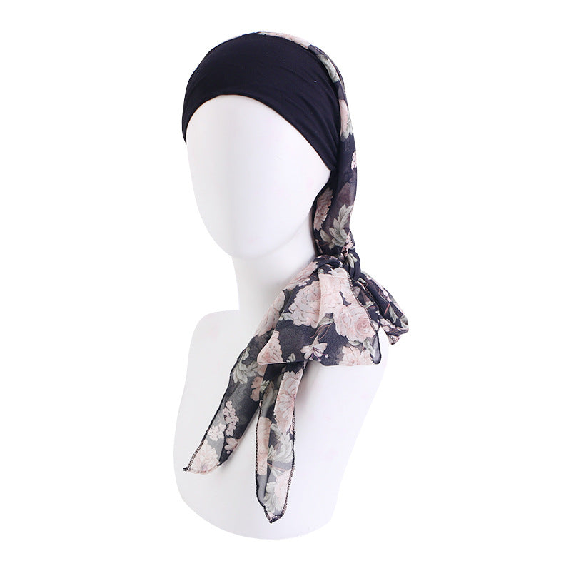 Elastic cotton hair band scarf hat chiffon ribbon headscarf cap toe cap all-match clothing hat
